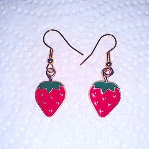 Strawberry Field SET Dangle Earrings and Necklace Feminine Dainty Cute NEW